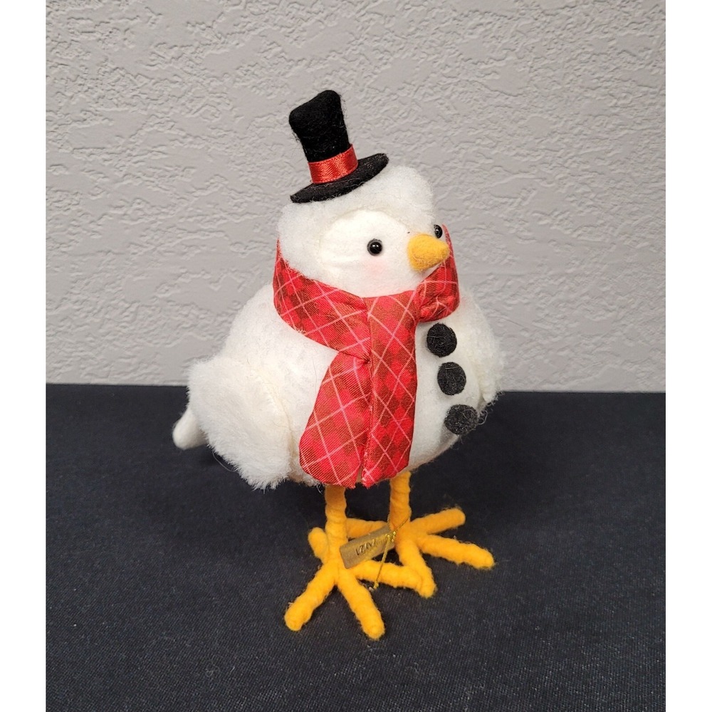 Featherly Friends Bird 2021 Tundra Fabric Bird Dressed As Snowman